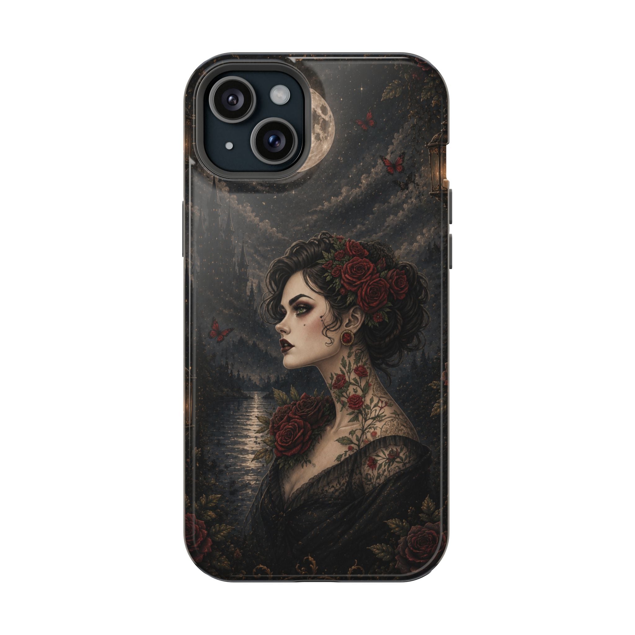 Gothic Rose Portrait Phone Case – Dark Romance MagSafe-Compatible Cover
