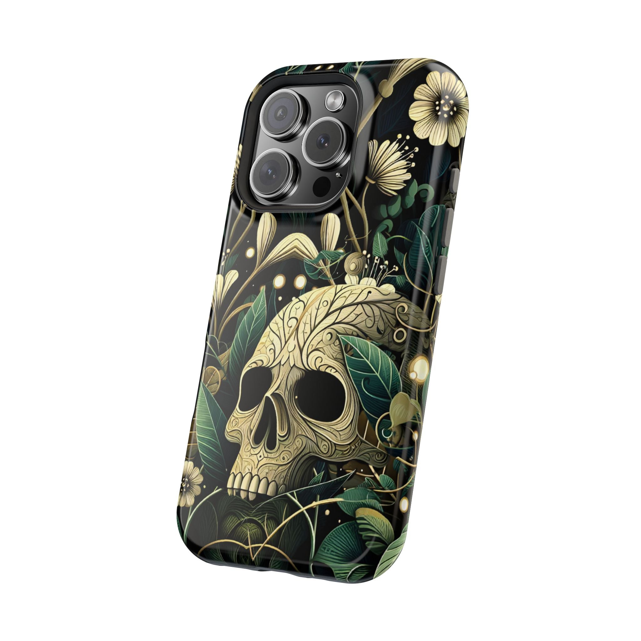 Floral Skull Phone Case – Botanical Gothic MagSafe-Compatible Cover