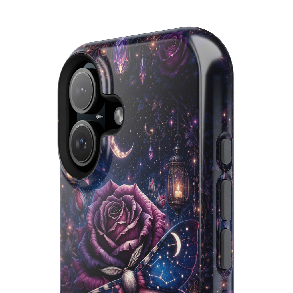 Mystical Rose & Moth Phone Case – Floral MagSafe-Compatible Cover