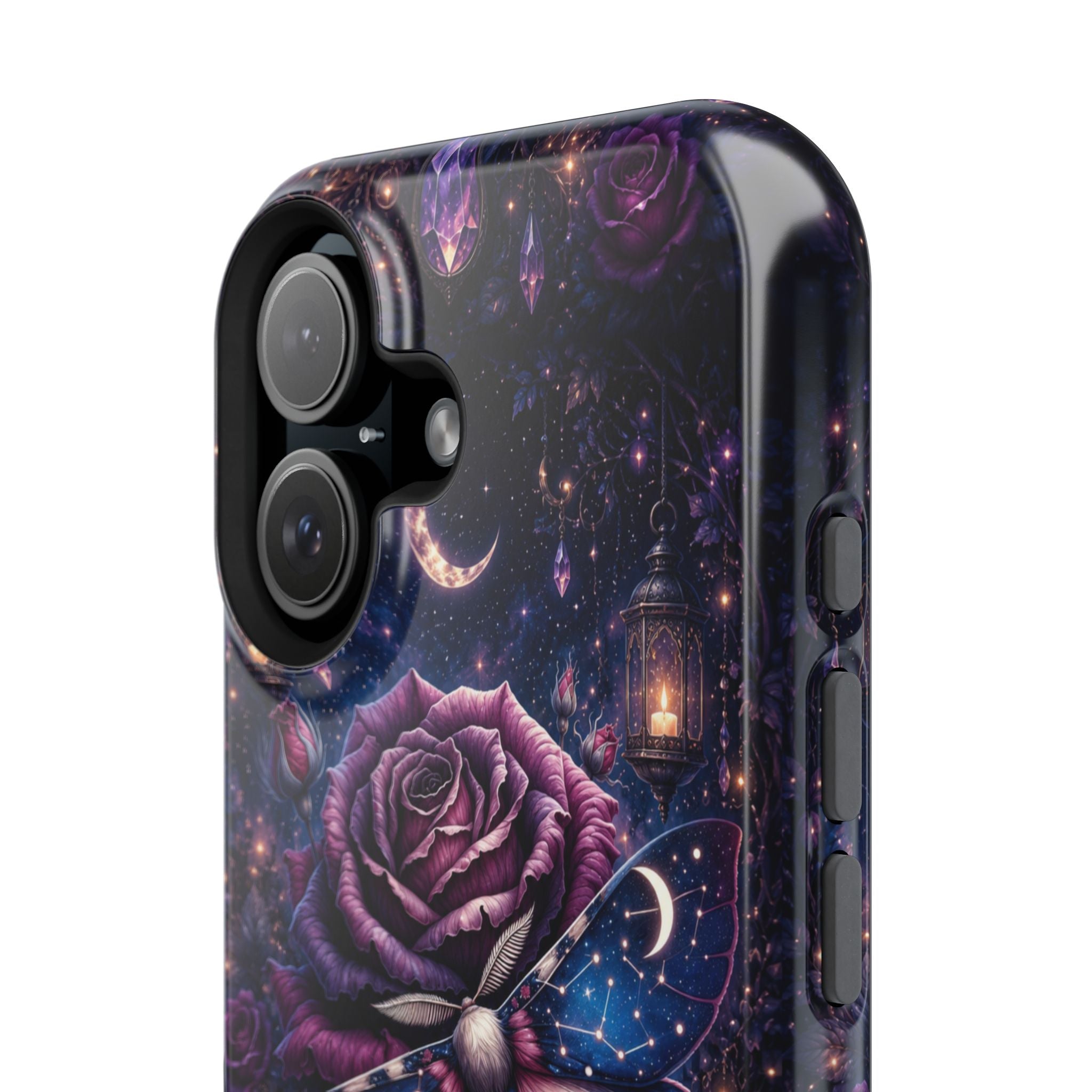Mystical Rose & Moth Phone Case – Floral MagSafe-Compatible Cover