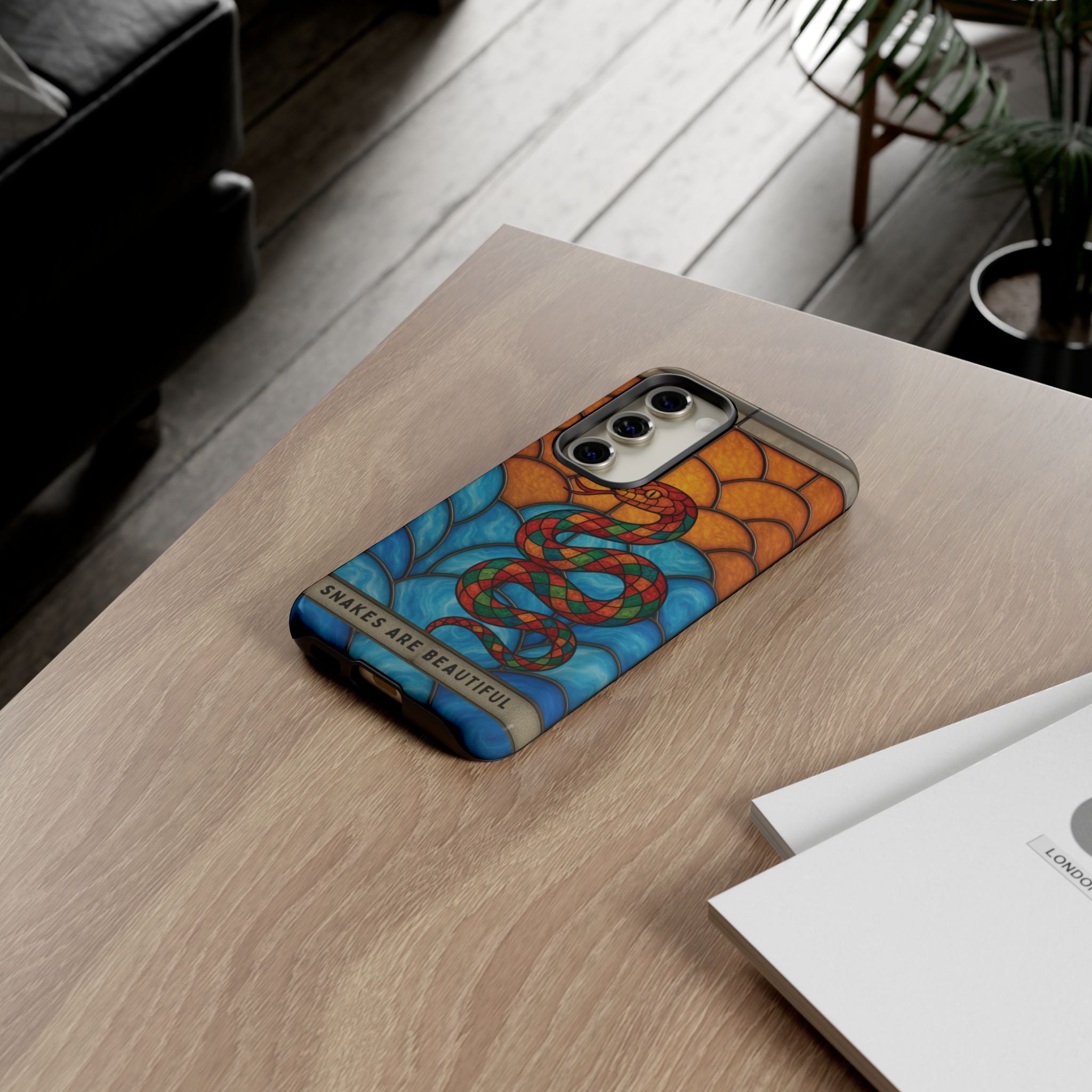 Snakes Are Beautiful Stained Glass Phone Case, Colorful Reptile Design Phone Cover, Nature Lovers Reptile Phone Case, Danger Noodle Case