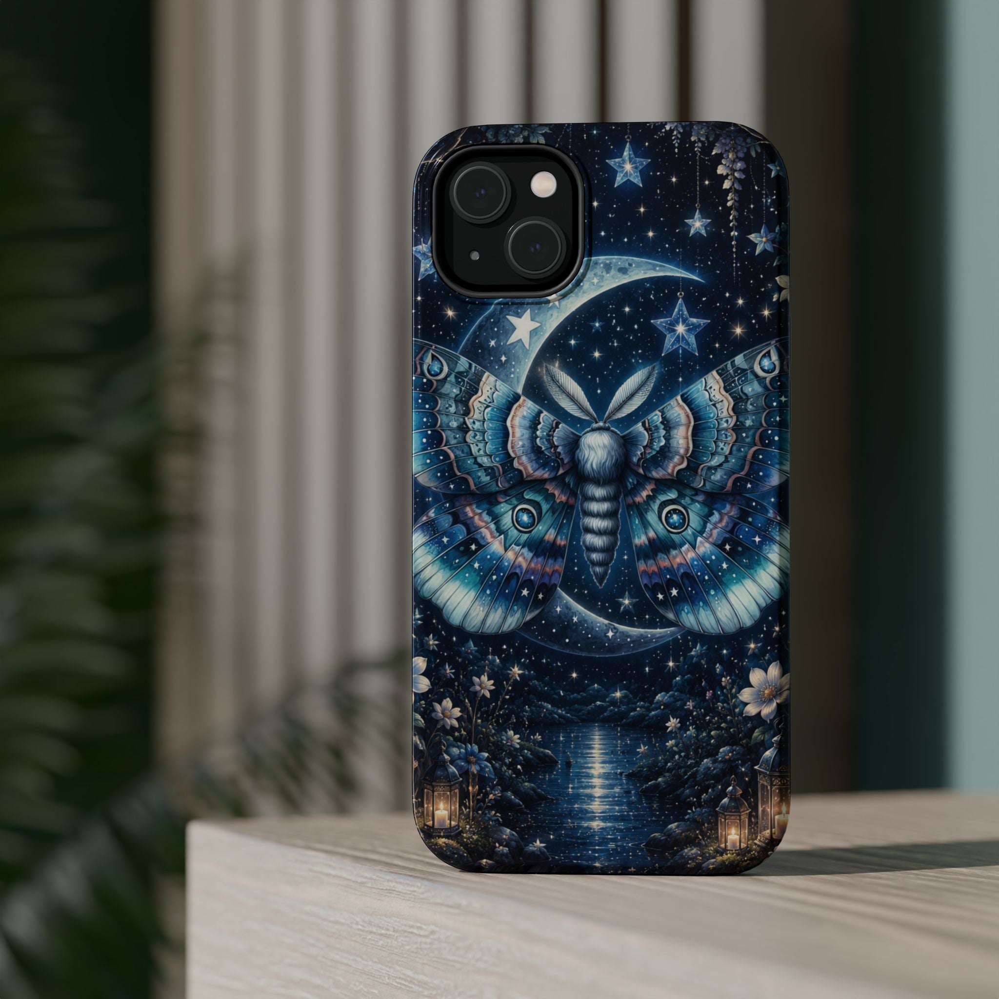Mystic Moth Moon Phone Case – Night Sky MagSafe-Compatible Cover
