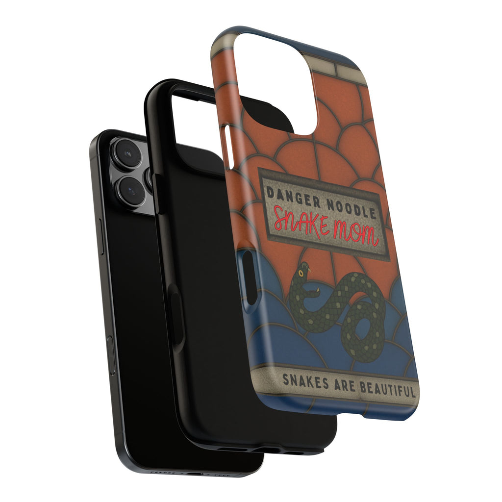 Danger Noodle Snake Mom Phone Case | Snakes Are Beautiful |Stained Glass Snake Art | Funny Snake Lover Gift |  Reptile Mom Phone Cover
