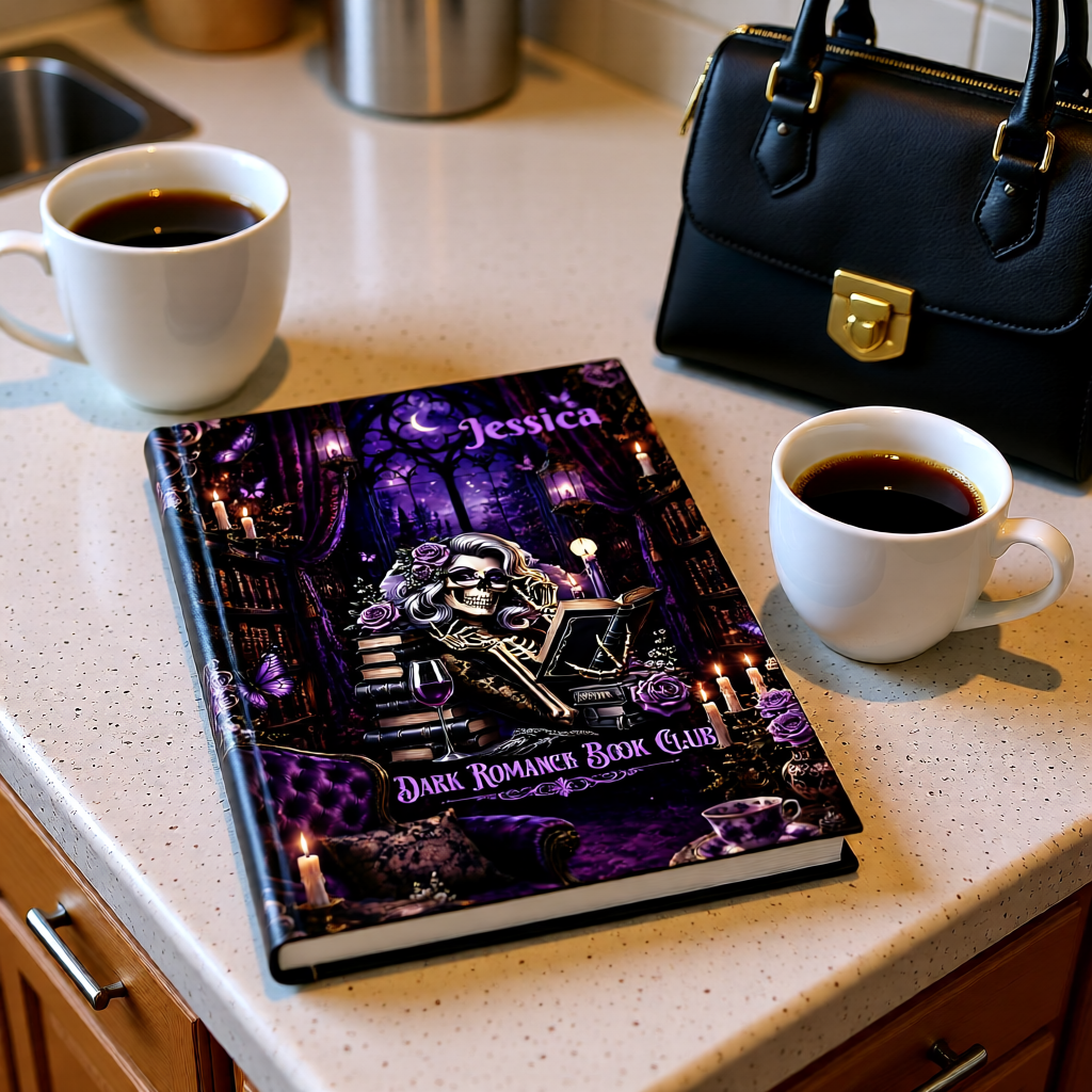 Personalized Dark Romance Journal — Custom Name Gothic Skull & Roses Hardcover Notebook | Lined Pages, Witchy Gift