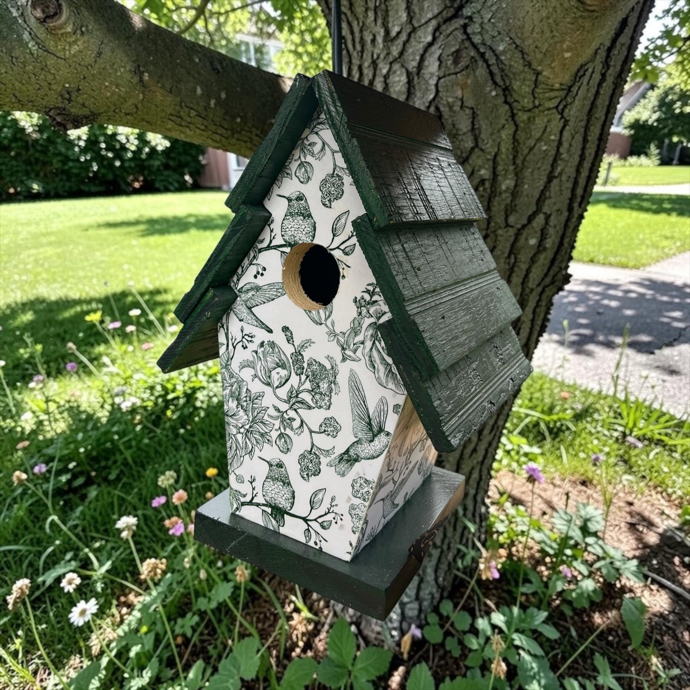 Handmade Classic Green Wooden Birdhouse