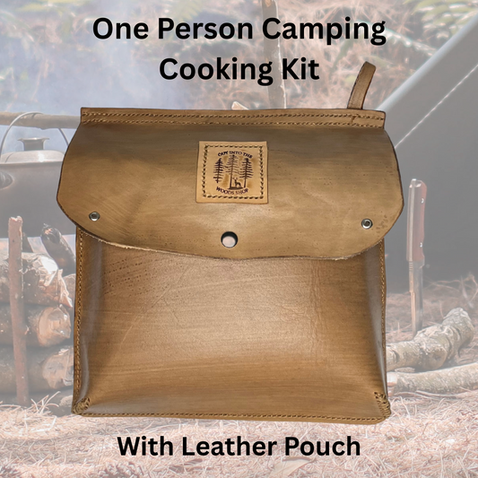 Camping Cooking Kit With Leather Pouch, Wood Fire Cooking Set Gift For Dad Son Daughter, Lightweight Camping Kit for Hiking, Survival Gear Kit