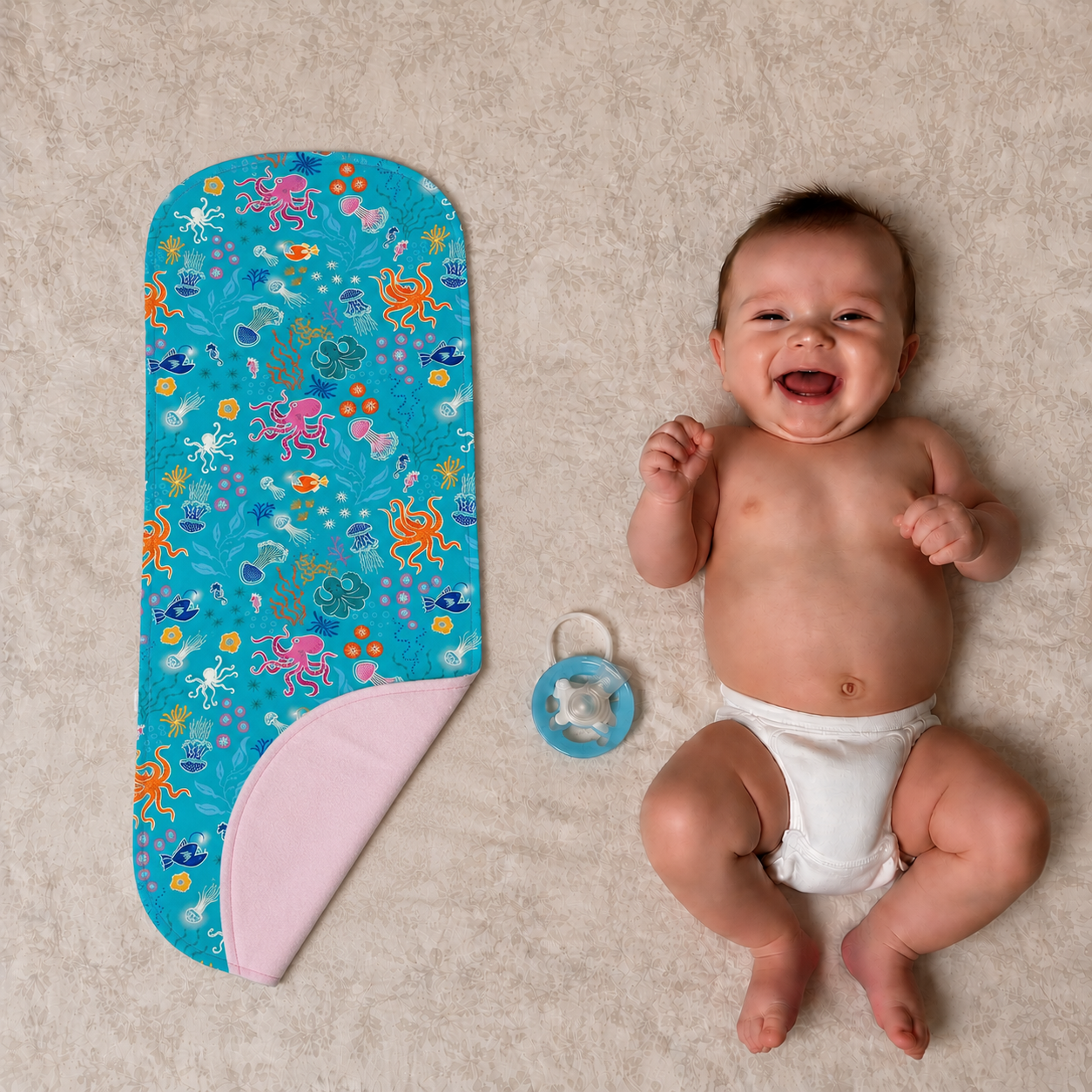 Pink Glow in the Dark Ocean Baby Gift Set – Handmade Newborn Essentials (0–3 Months)