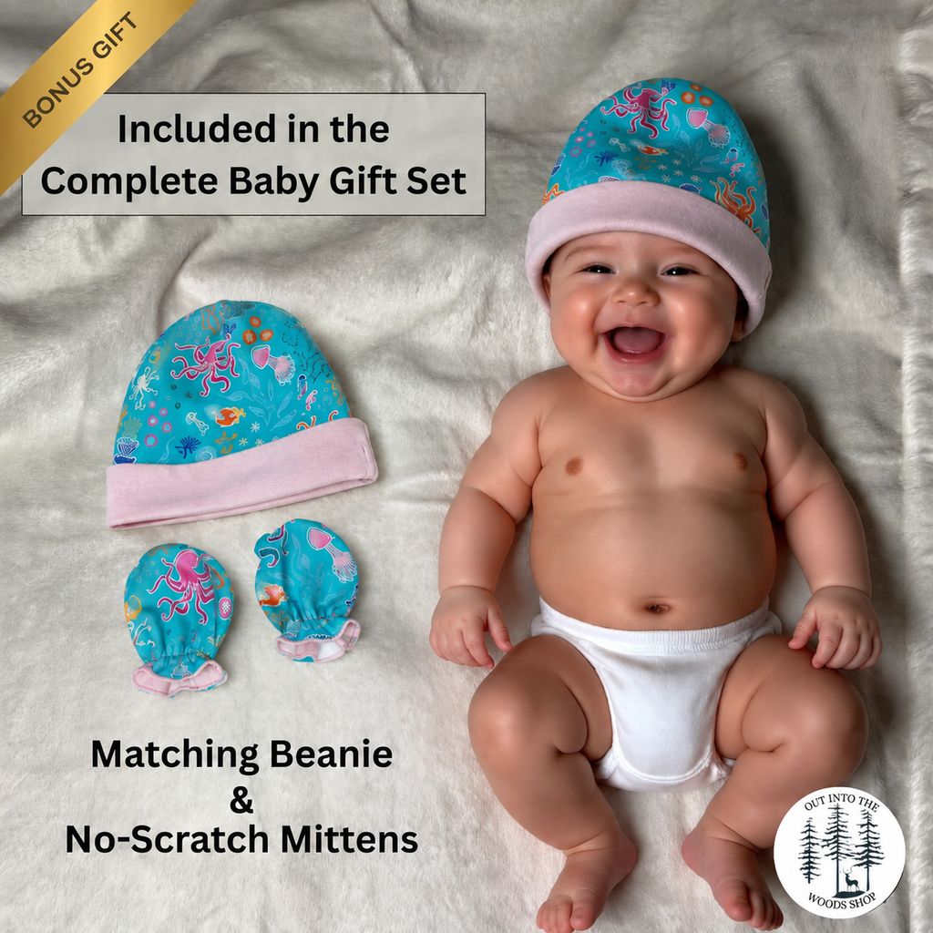 Pink Glow in the Dark Ocean Baby Gift Set – Handmade Newborn Essentials (0–3 Months)