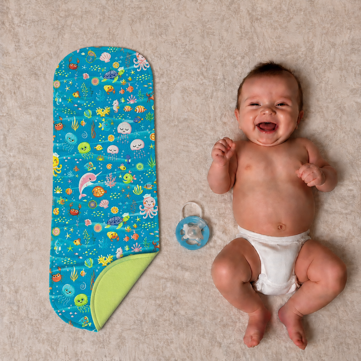 Green Ocean Baby Gift Set – Handmade Newborn Essentials (0–3 Months)