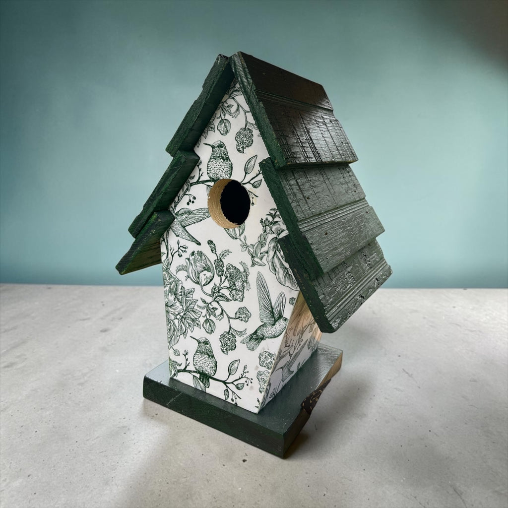 Handmade Classic Blue Wooden Birdhouse