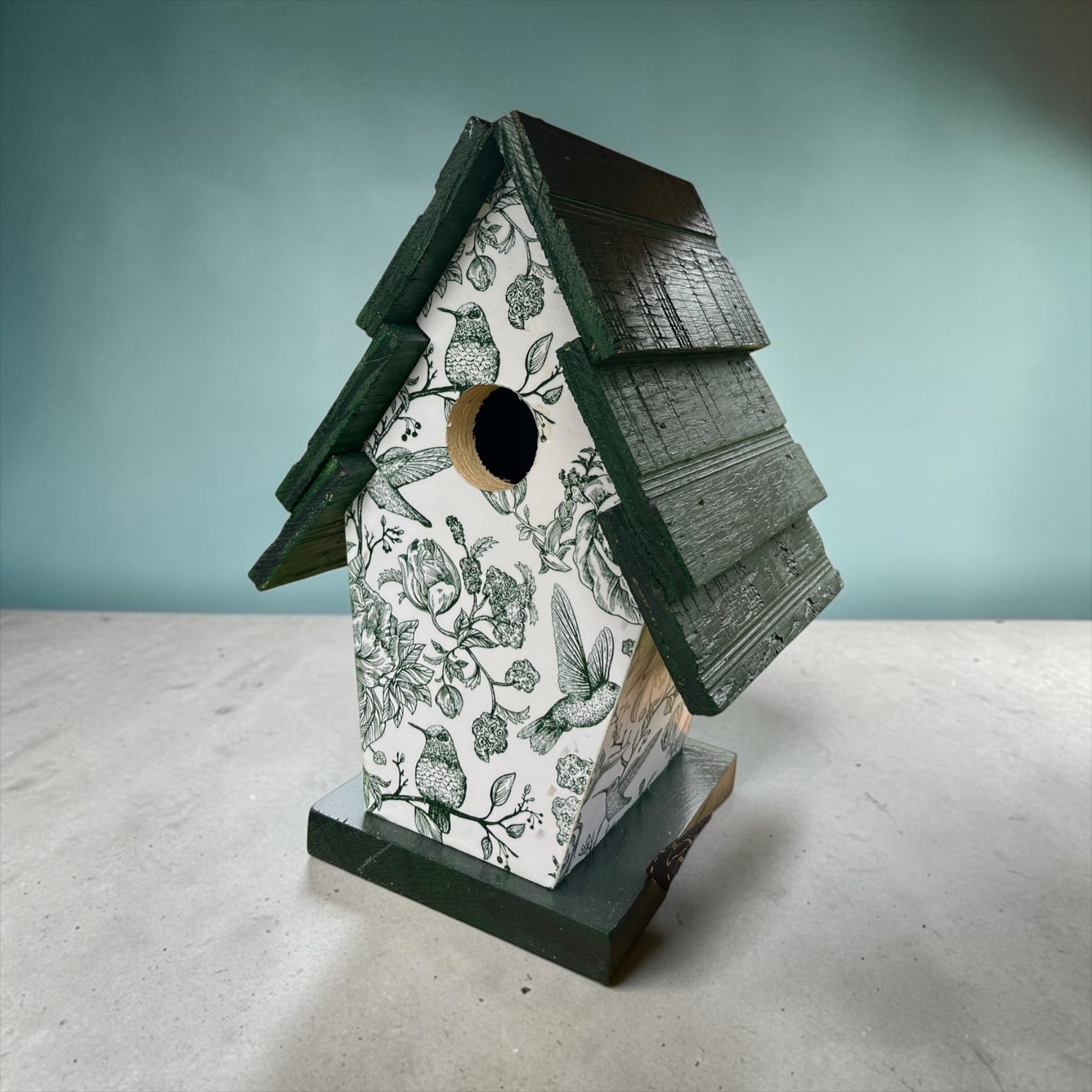 Handmade Classic Green Wooden Birdhouse