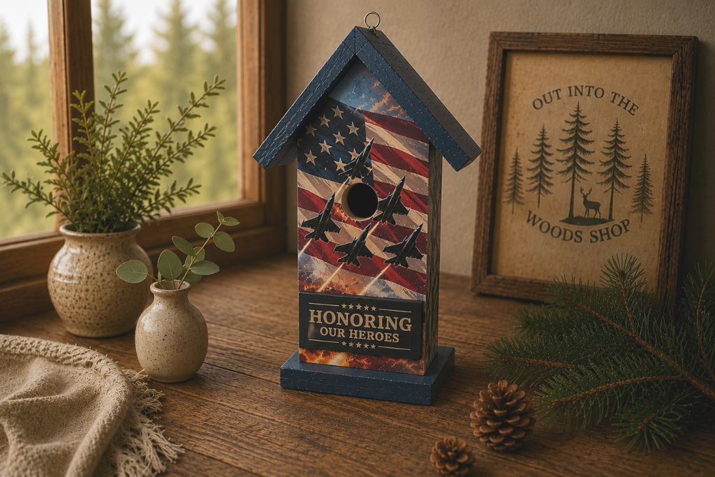 Patriotic Military Inspired Wood Birdhouse