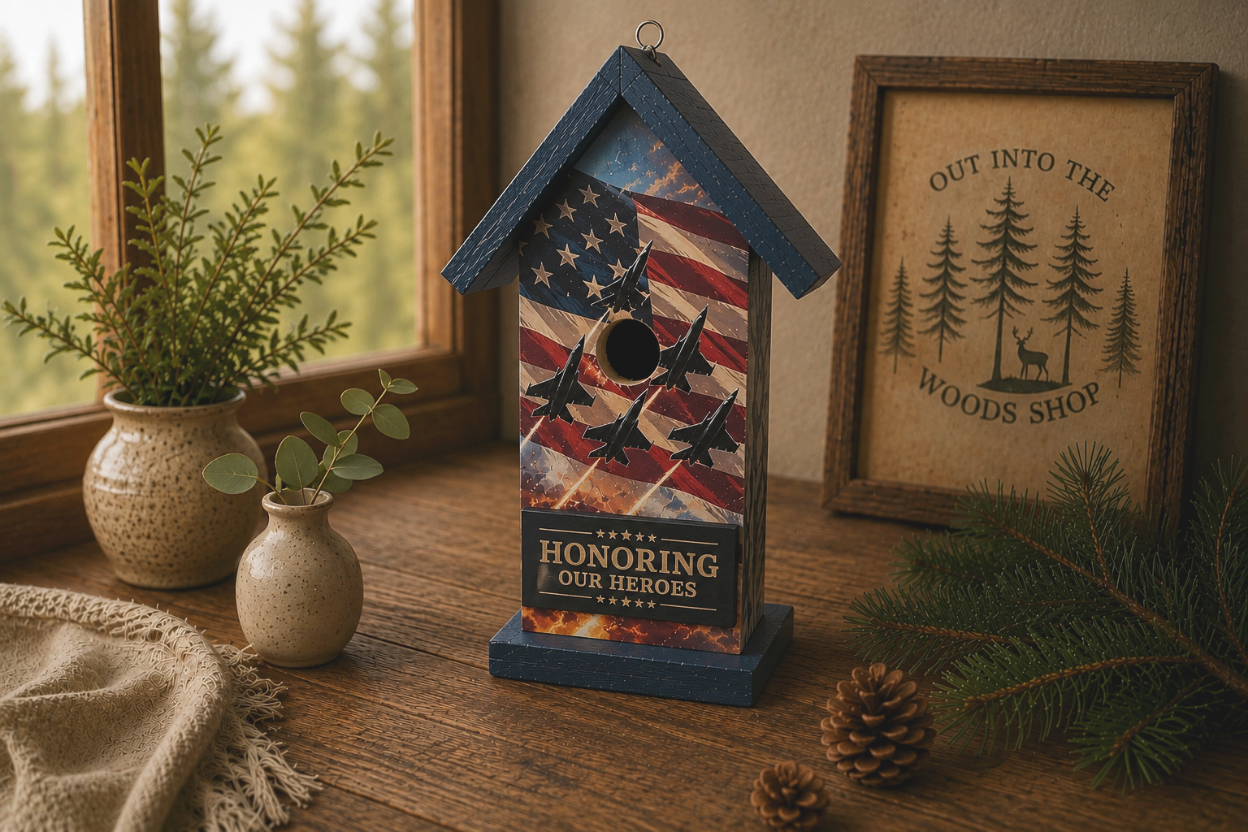 Patriotic Military Inspired Wood Birdhouse