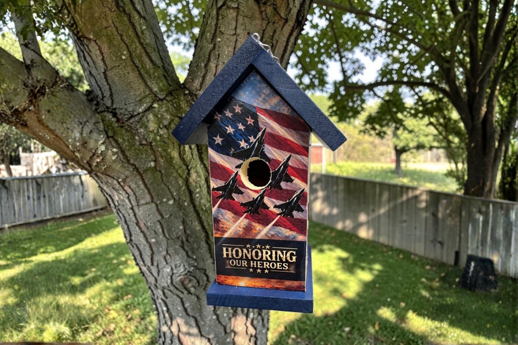 Patriotic Military Inspired Wood Birdhouse