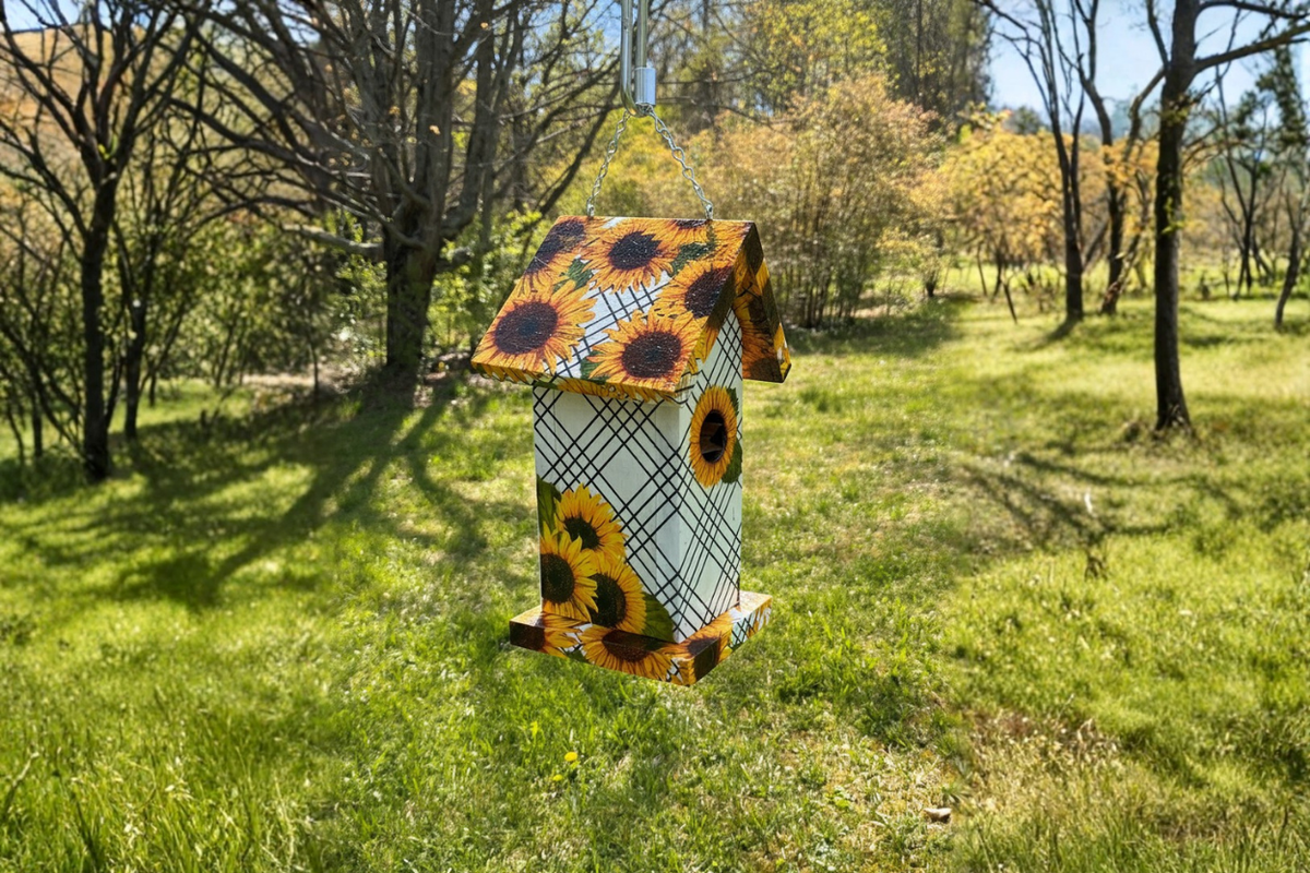 Sunflower Pattern Wood Birdhouse